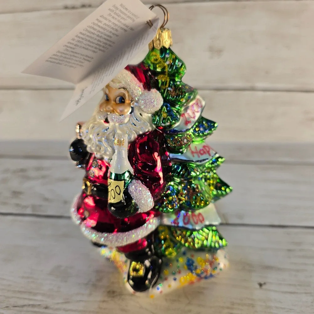 Christopher‎ Radko Year 2000 Millennium Santa Glass Ornament Happy New Year Tree